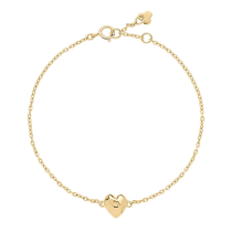 Armbånd hammerslået hjerte 8x7mm 16-17-18 cm forgyldt 925