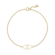 Armbånd dobbelt hjerte 13 mm 17-19 cm 333