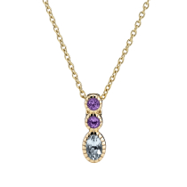 Collier med ametyst 3mm og topaz 6x4 mm 45-48 cm 333