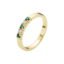 Ring alliance med smaragd og diamanter 0,06ct W.SI 585