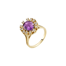 Ring med ametyst 9x11 mm og diamanter 0,36CT W.SI. 585