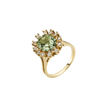 Ring med grøn ametyst og diamanter 0,36 CT. W.SI. 585