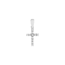 Vedhæng kors 13x9mm med diamanter 11 stk i alt 0,11CT W.SI hvidguld 585