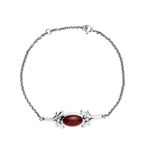 Armbånd med carneol oxyderet 17+1+1cm 925