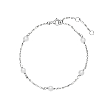 Armbånd med 5 ferskvandsperler 4-4,5mm 16-17,5-19cm 925