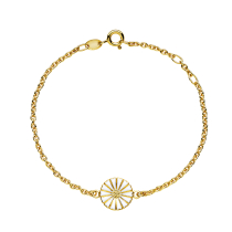 Marguerit armbånd 11mm 24 kt forgyldt hvid emalje 16-17-19cm 925