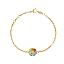 Marguerit armbånd 1x11 mm med flerfarvet emalje 24KT forgyldt 16-17-19cm 925