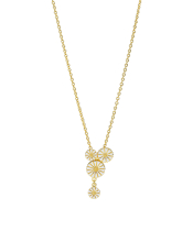 Marguerit collier "buket" 2x7,5+1x9,5+1x11mm 24 kt forgyldt hvid emalje 42-45cm 925