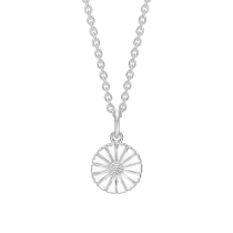 Marguerit collier 11 mm  hvid emalje 45-48 cm 925