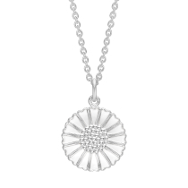 Marguerit collier 18 mm hvid emalje 45-48cm 925