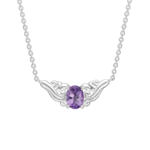 Collier med ametyst 6x8 mm 45-48 cm 925