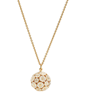 Marguerit collier 12x5mm+19x7,5mm med kugle diameter 20mm med hvid emalje 24kt forgyldt 80cm 925