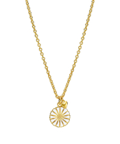 Marguerit collier 11mm med mat hjerte 24 kt forgyldt hvid emalje 45-48cm 925