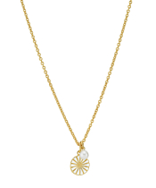 Marguerit collier 11mm med ferskvandsperle 5-5,5mm 24kt forgyldt hvid emalje 45-48cm 925
