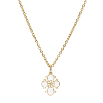 Marguerit collier Dagmarkors, 1x5mm 24kt forgyldt hvid emalje 45-48cm 925
