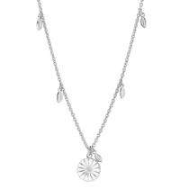 Marguerit collier 11 mm med blade hvid emalje 45-48 cm 925