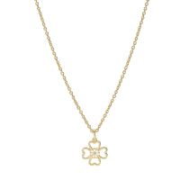 Marguerit collier firkløver 5mm 24 kt forgyldt hvid emalje 45-48cm 925