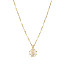 Marguerit collier 11 mm 24kt flettet forgyldt hvid emalje 45-48cm 925