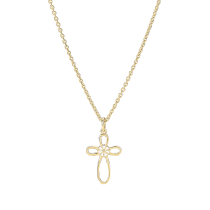 Marguerit collier kors 1x5mm 24kt forgyldt hvid emalje 45-48cm 925