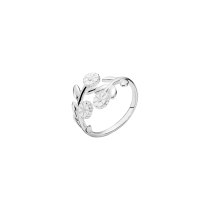 Marguerit ring med livets træ 3x5 mm hvid emalje 925