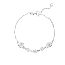 Marguerit armbånd 2x7,5mm og 3x5mm hvid emalje 16-19cm 925
