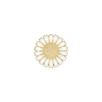 Marguerit broche med 1x 25mm 24 kt forgyldt hvid emalje 925