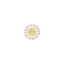 Marguerit broche  med 1x18mm 24 kt forgyldt hvid emalje 925