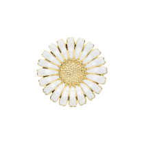 Marguerit broche med 1x36mm 24 kt forgyldt hvid emalje 925