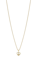 Marguerit collier med vedhæng trådhjerte 1x5mm forgyldt hvid emalje 0,35/38-42cm 925