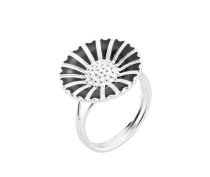 Marguerit ring 18mm med sort emalje 925