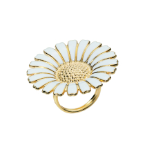 Marguerit ring 36mm 24 kt forgyldt hvid emalje 925 - Bestillingsvare