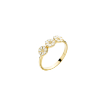 Marguerit ring 3x5mm 24 kt forgyldt hvid emalje 925