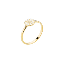 Marguerit ring 7,5mm 24 kt forgyldt hvid emalje 925