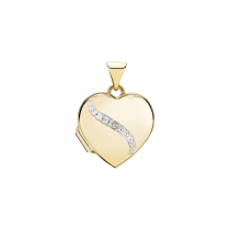 Vedhæng medaljon hjerte 15mm med diamant 1x0,005ct W.SI.2 8/8 333