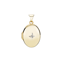 Vedhæng medaljon oval 17x13mm med diamant 1x0,005ct W.SI.2 8/8 333
